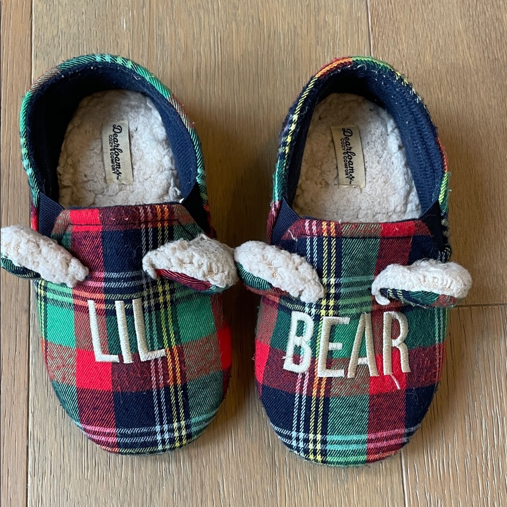 Dearfoams Lil Bear slippers, kid’s slippers, size 11-12